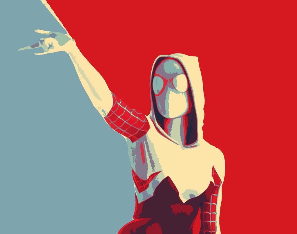 Spider-Gwen Pop Art Illustration - Marvel Superhero Home Decor in Poster Print or Canvas Art