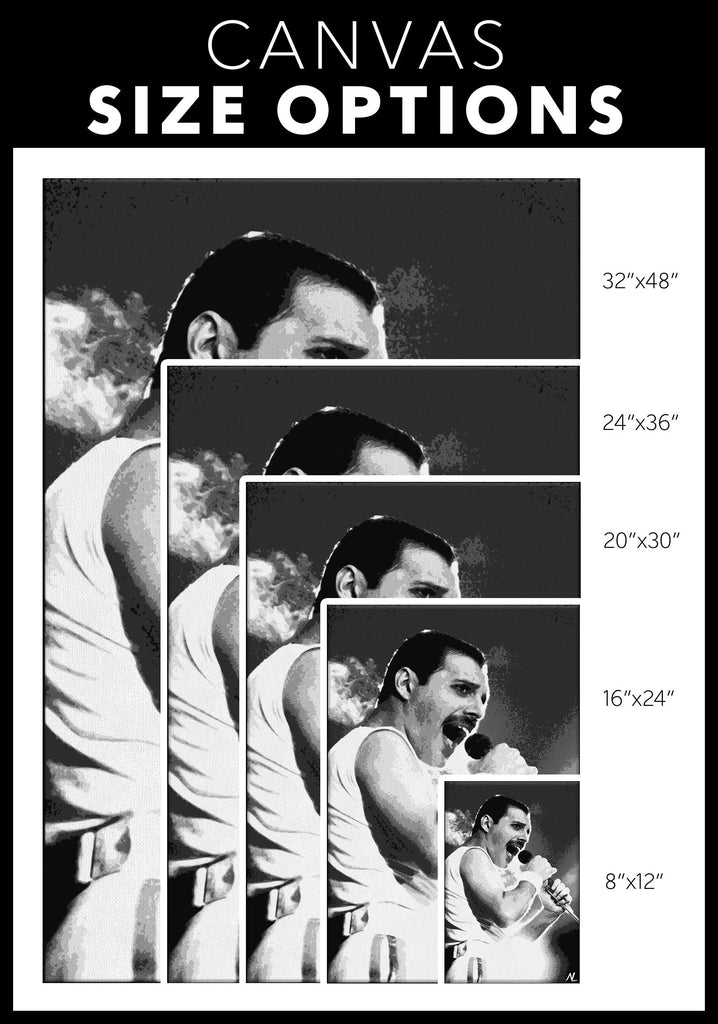 Freddie Mercury Queen Pop Art Illustration - Rock and Roll Music Home Decor in Poster Print or Canvas Art Active