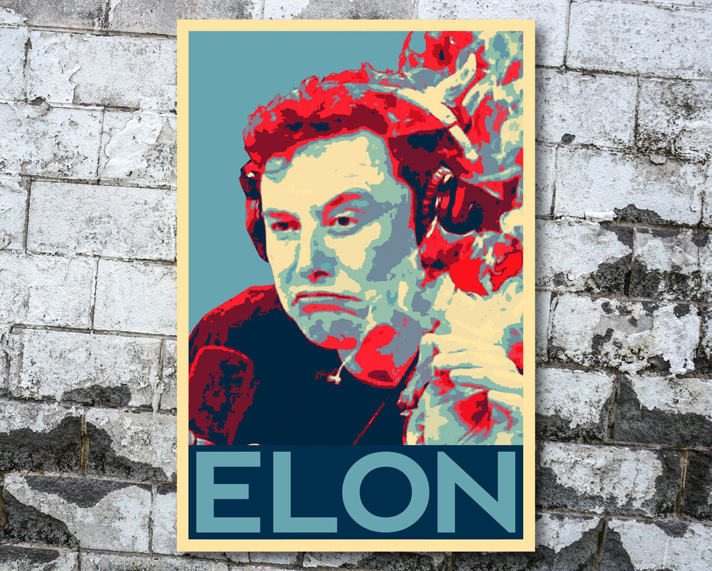 Smoking Elon Musk Pop Art Illustration - Tesla Entrepreneur Home Decor in Poster Print or Canvas Art