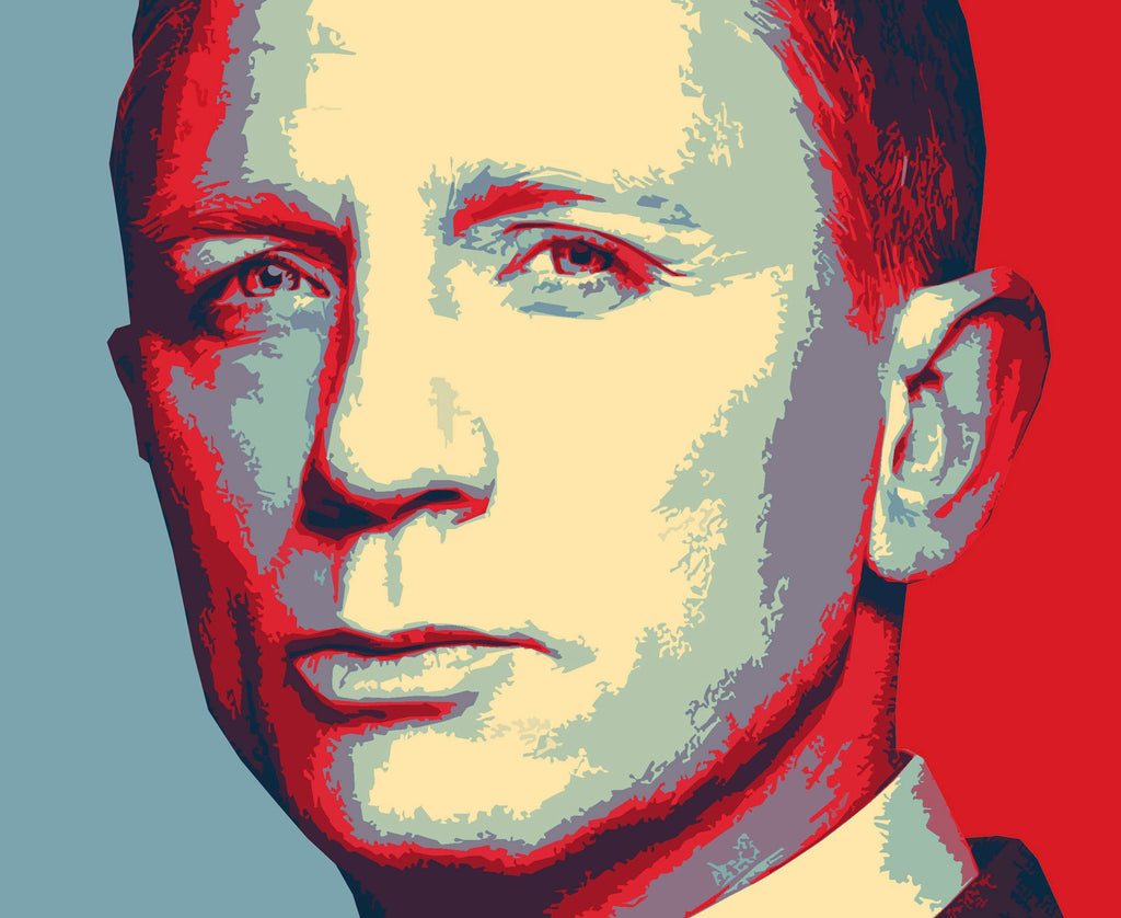 James Bond Daniel Craig Pop Art Illustration - 007 Home Decor in Poster Print or Canvas Art