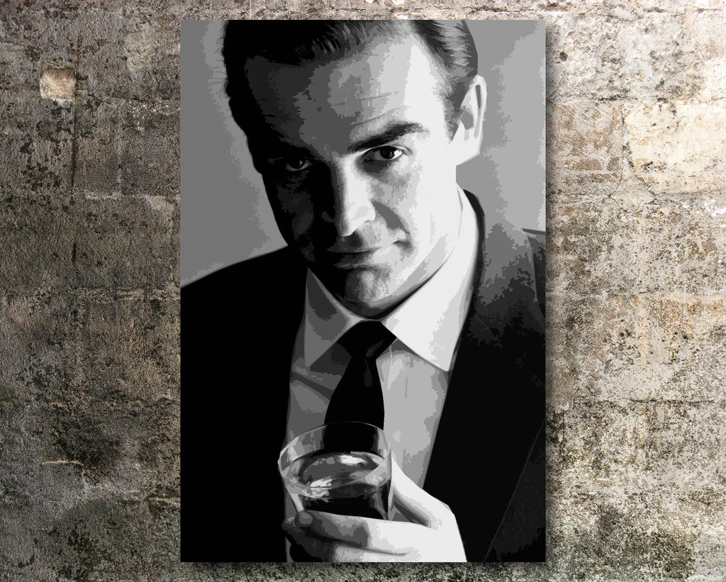 James Bond Sean Connery Pop Art Illustration - 007 Home Decor in Poster Print or Canvas Art