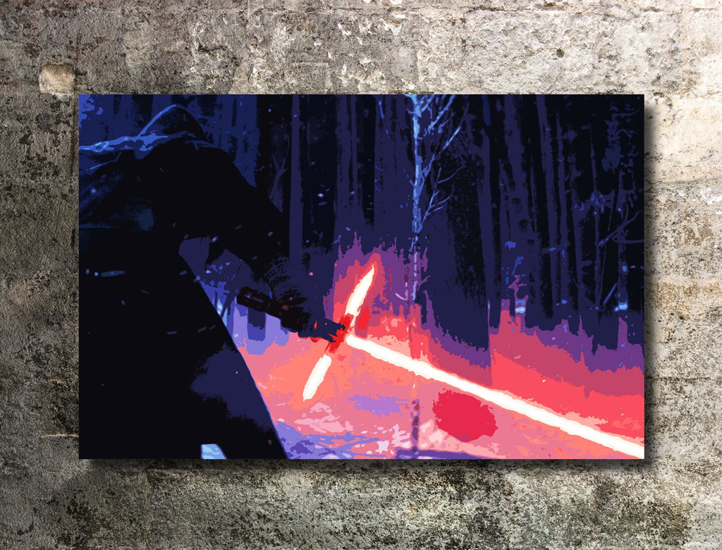 Kylo Ren Lightsaber Pop Art Illustration - Star Wars Home Decor in Poster Print or Canvas Art