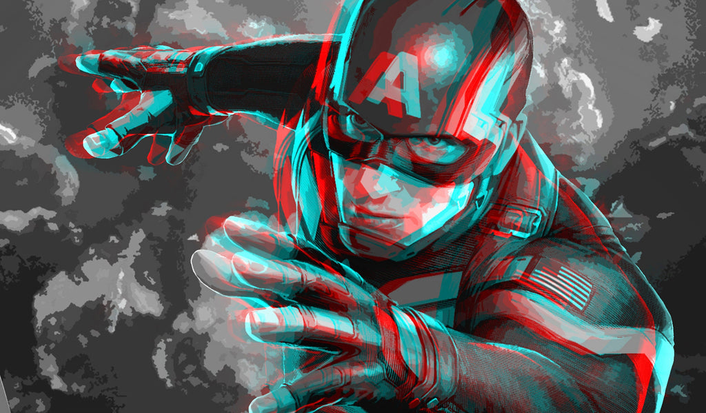 Retro 3D Captain America Pop Art Illustration - Marvel Superhero Home Decor in Poster Print or Canvas Art