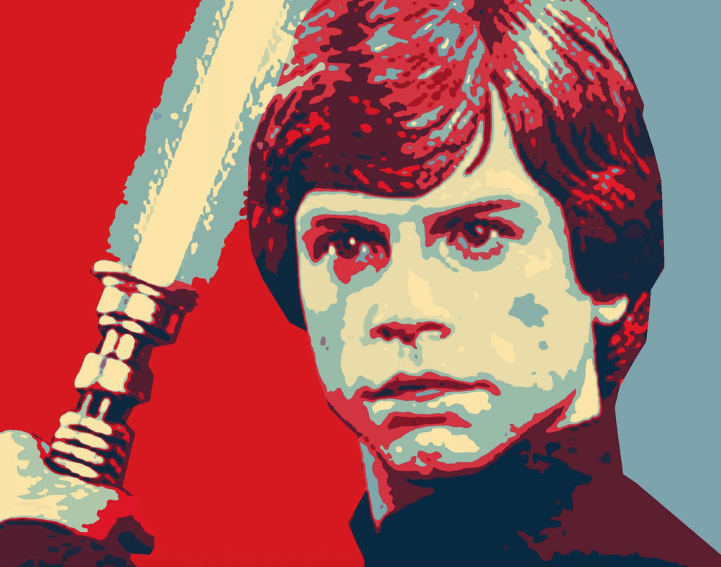 Luke Skywalker Pop Art Illustration - Star Wars Home Decor in Poster Print or Canvas Art