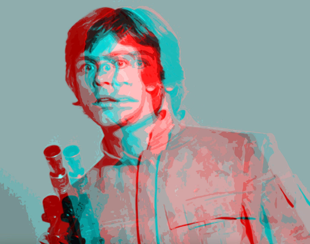 Retro 3D Luke Skywalker Pop Art Illustration - Star Wars Home Decor in Poster Print or Canvas Art