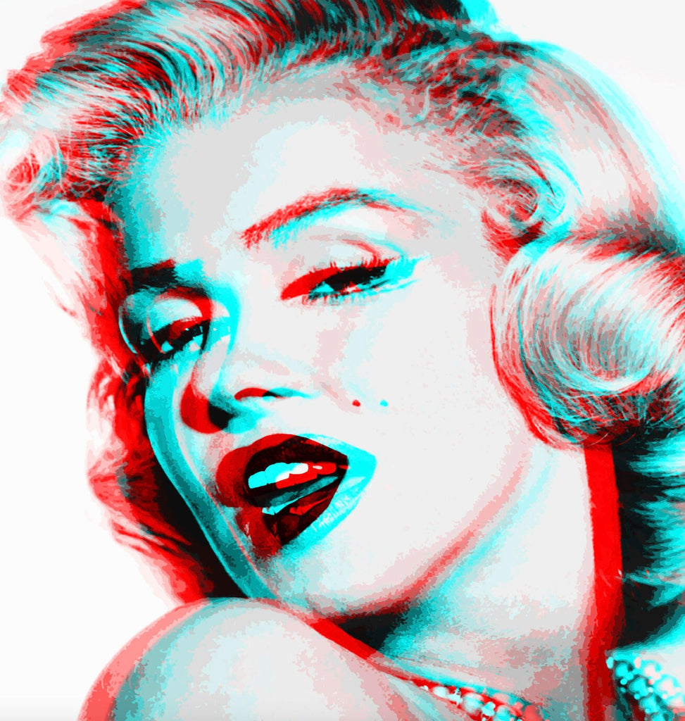 Retro 3D Marilyn Monroe Pop Art Illustration - Classic Hollywood Icon Home Decor in Poster Print or Canvas Art