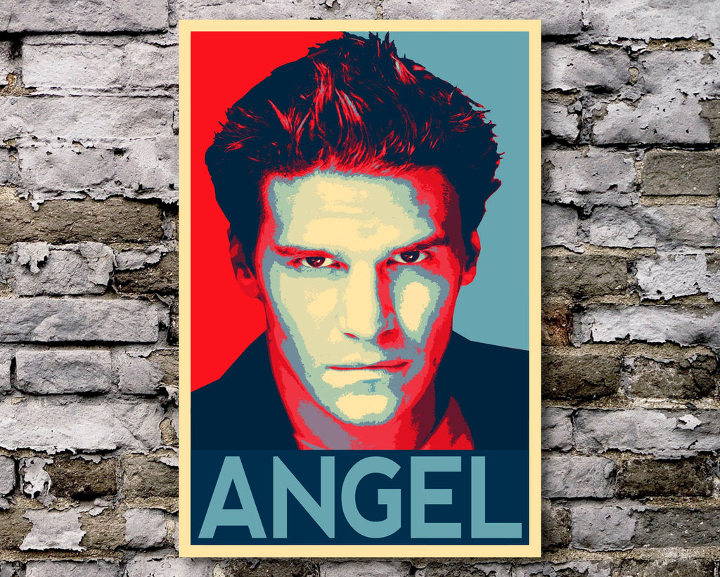Angel from Buffy the Vampire Slayer Pop Art Illustration - Horror Television Home Decor in Poster Print or Canvas Art