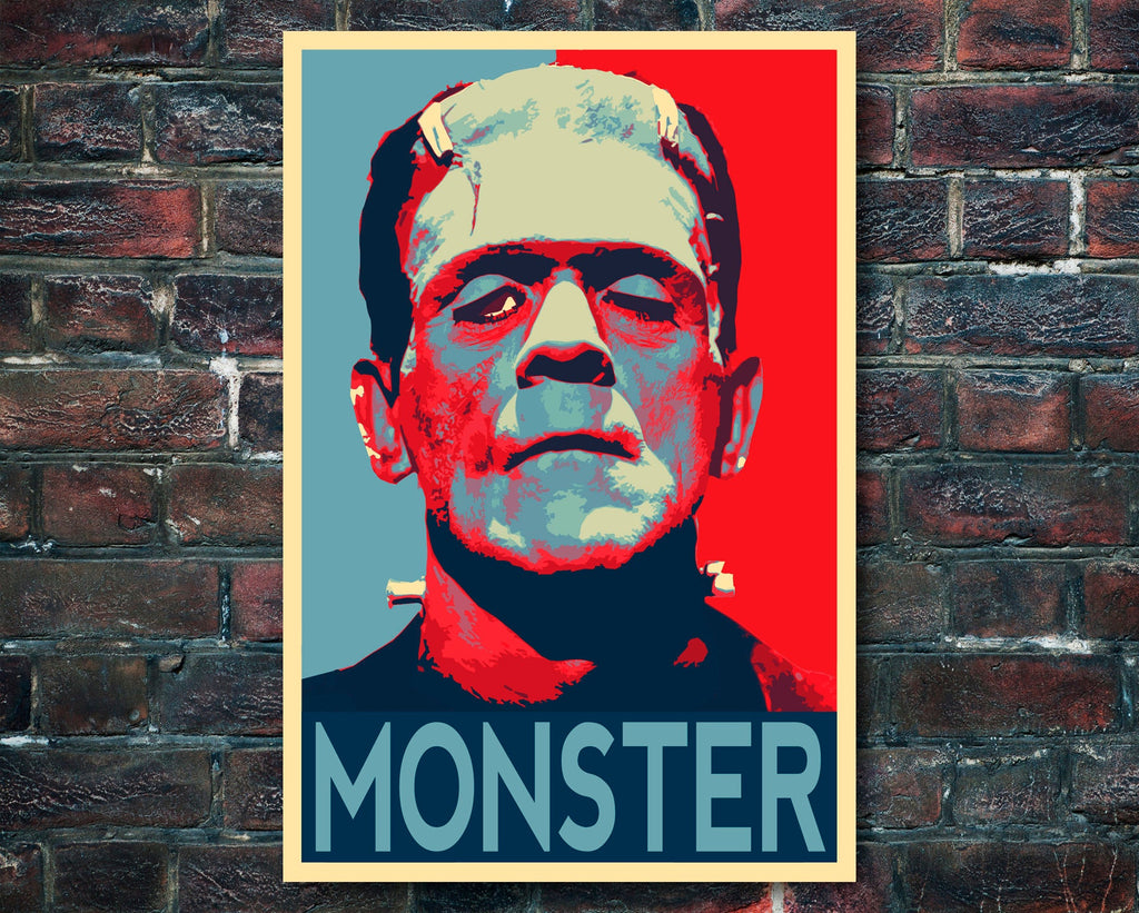 Frankenstein Monster Pop Art Illustration - Boris Karloff Horror Home Decor in Poster Print or Canvas Art