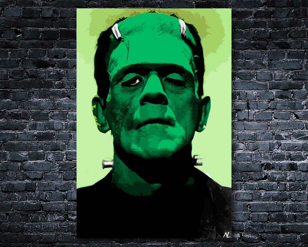 Frankenstein Monster Pop Art Illustration - Boris Karloff Horror Home Decor in Poster Print or Canvas Art