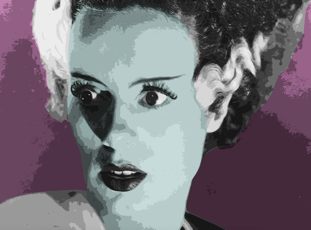 Bride of Frankenstein Monster Pop Art Illustration - Horror Home Decor in Poster Print or Canvas Art