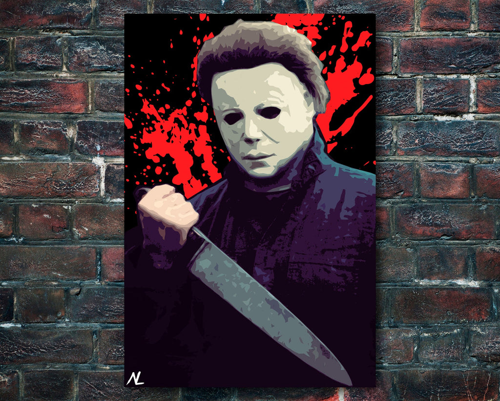 Michael Myers Pop Art Illustration - Halloween Horror Home Decor in Poster Print or Canvas Art