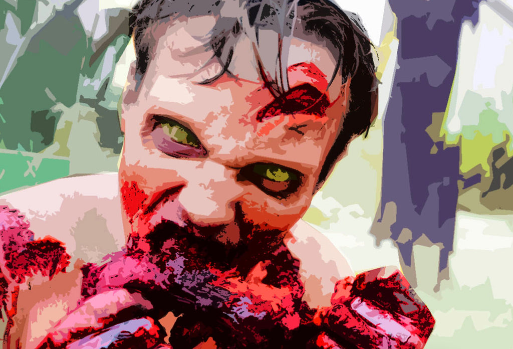 Zombie Pop Art Illustration - The Walking Dead Horror Home Decor in Poster Print or Canvas Art