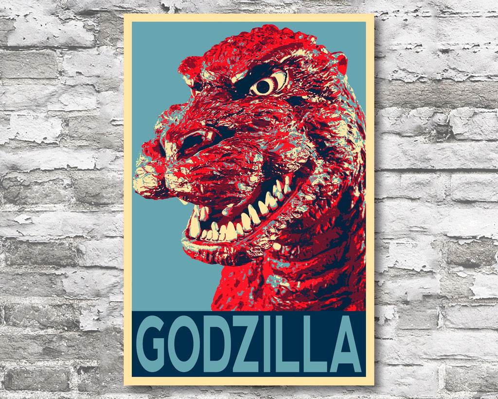 Godzilla Pop Art Illustration - Science Fiction Monster Home Decor in Poster Print or Canvas Art