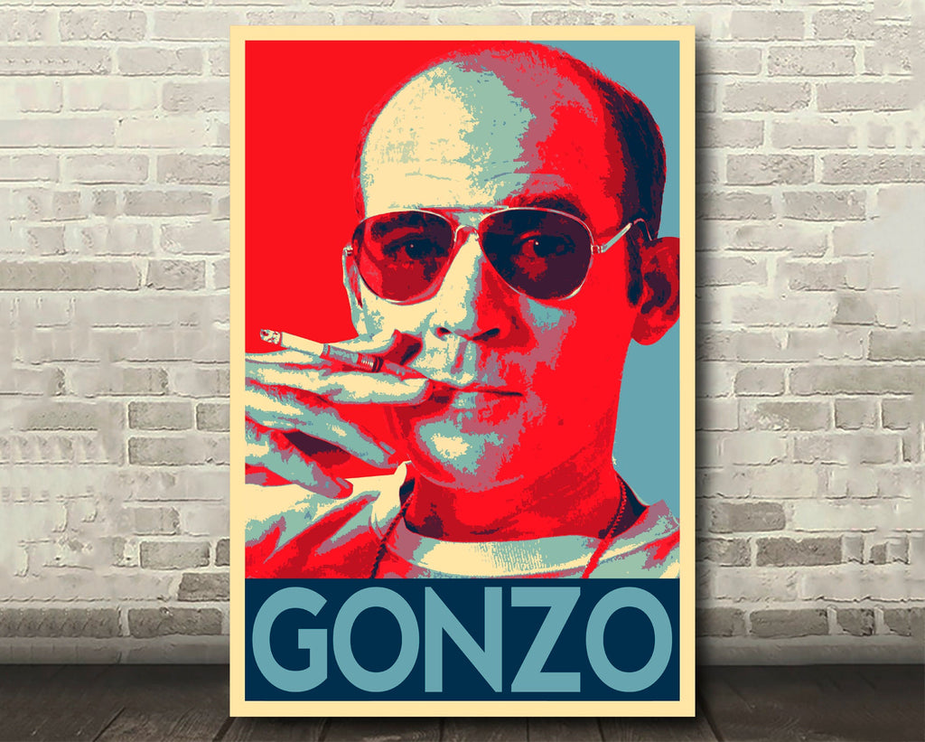 Hunter S. Thompson Pop Art Illustration - Rebel Gonzo Author Fear and Loathing Home Decor in Poster Print or Canvas Art