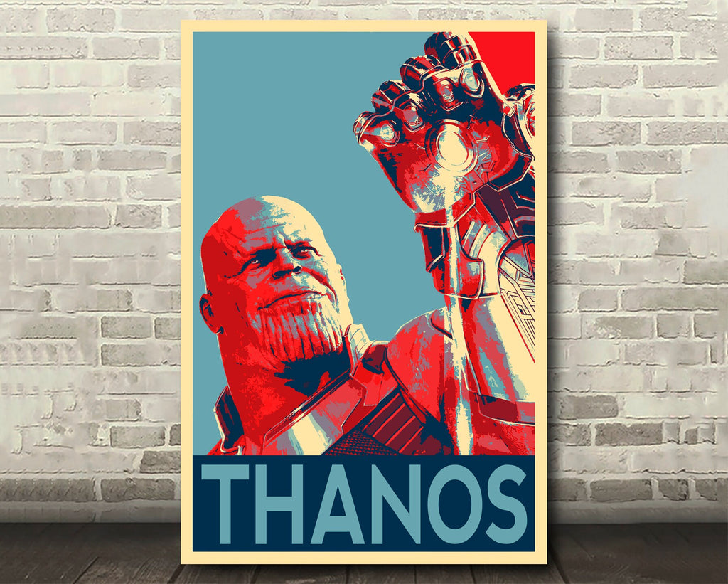 Thanos and the Infinity Gauntlet Pop Art Illustration - Marvel Avengers Superhero Home Decor in Poster Print or Canvas Art
