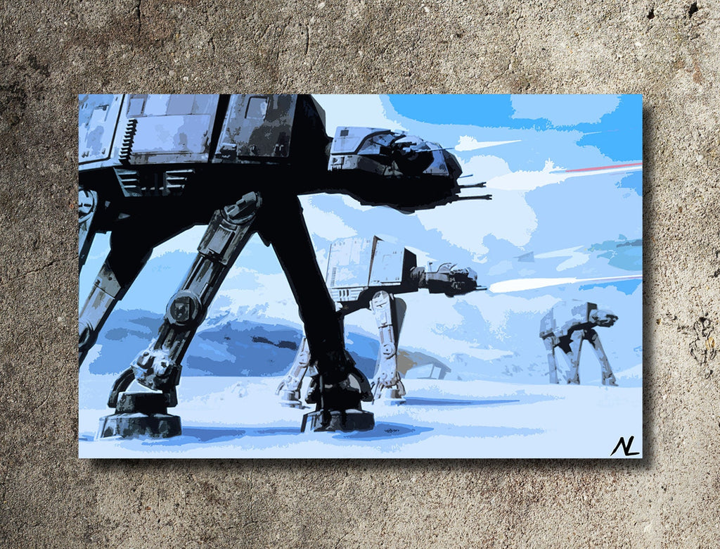 Empire AT-AT Walker Pop Art Illustration - Star Wars Home Decor in Poster Print or Canvas Art