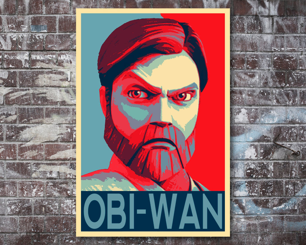 Obi-Wan Kenobi Pop Art Illustration - Star Wars Clone Wars Home Decor in Poster Print or Canvas Art
