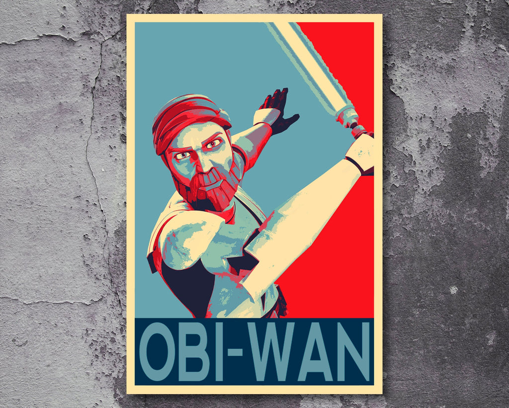 Obi-Wan Kenobi Pop Art Illustration - Star Wars Clone Wars Home Decor in Poster Print or Canvas Art
