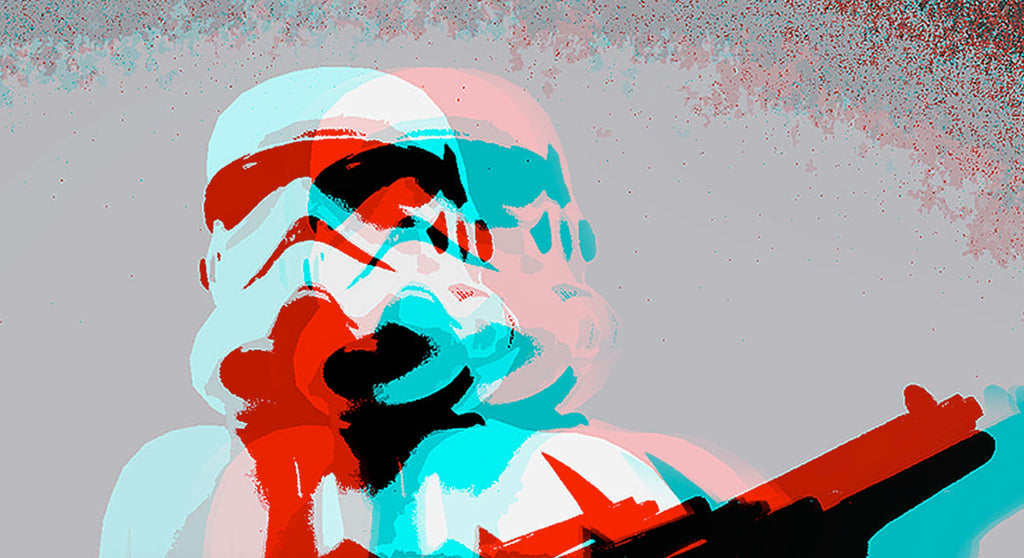 Retro 3D Pixel Stormtrooper Pop Art Illustration - Star Wars Home Decor in Poster Print or Canvas Art