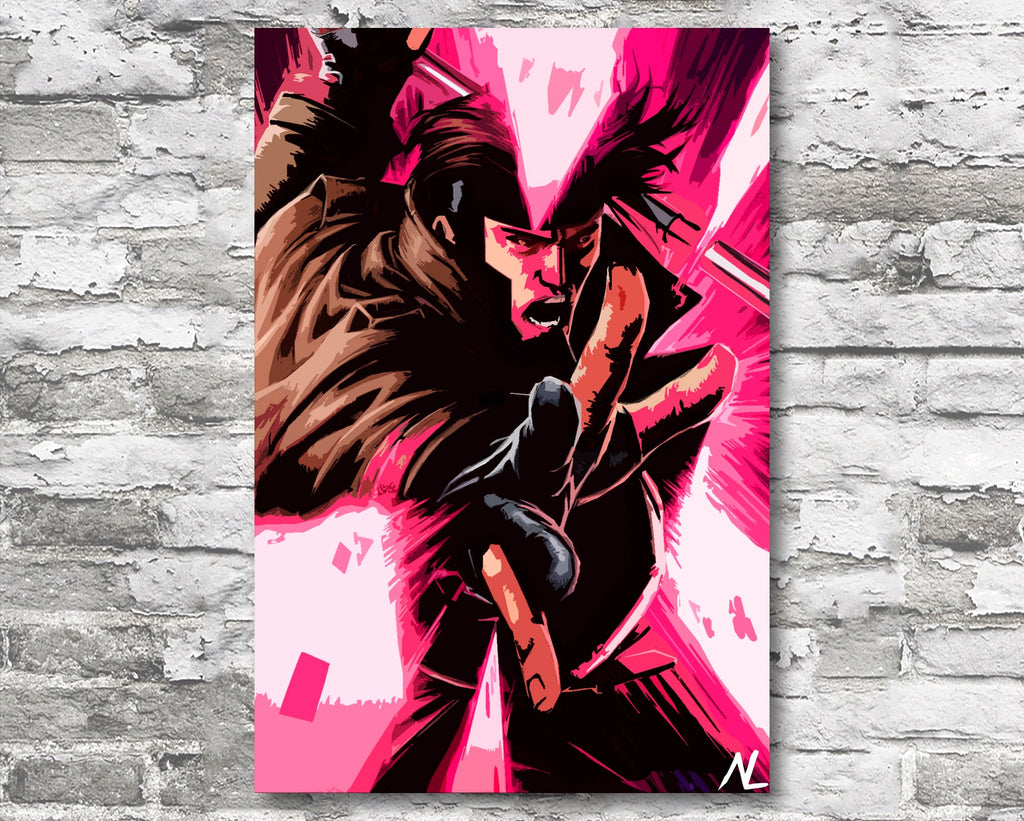 Gambit Pop Art Illustration - Marvel X-men Superhero Home Decor in Poster Print or Canvas Art