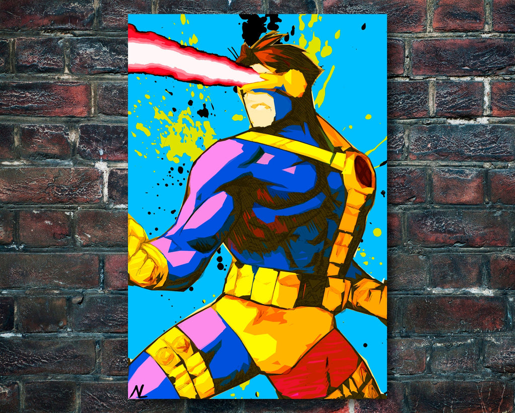 Cyclops Scott Summers Pop Art Illustration - Marvel Superhero Home Decor in Poster Print or Canvas Art