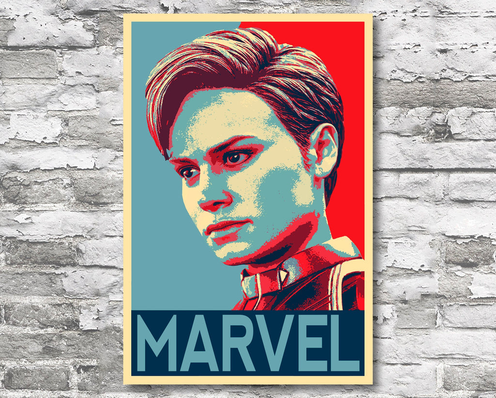 Captain Marvel Pop Art Illustration - Superhero Home Decor in Poster Print or Canvas Art