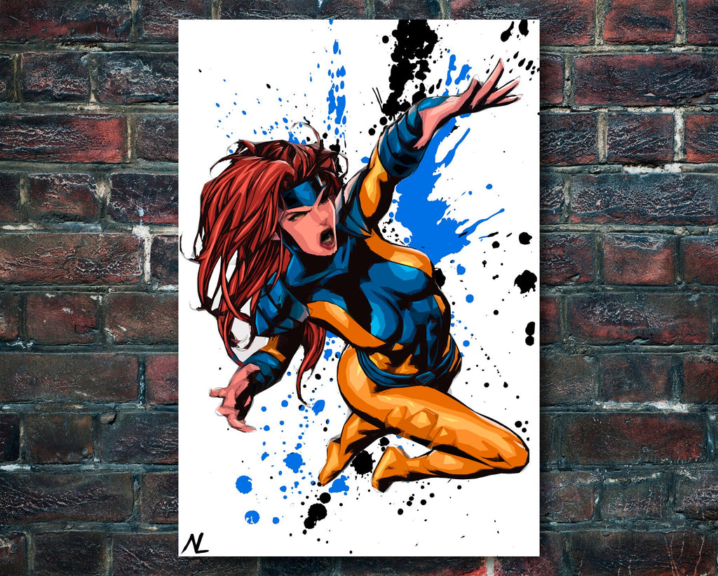 Jean Grey Pop Art Illustration - Marvel X-men Superhero Home Decor in Poster Print or Canvas Art