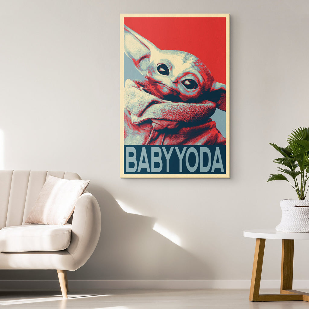 Baby Yoda Pop Art Illustration - Star Wars Mandalorian Home Decor in Poster Print or Canvas Art