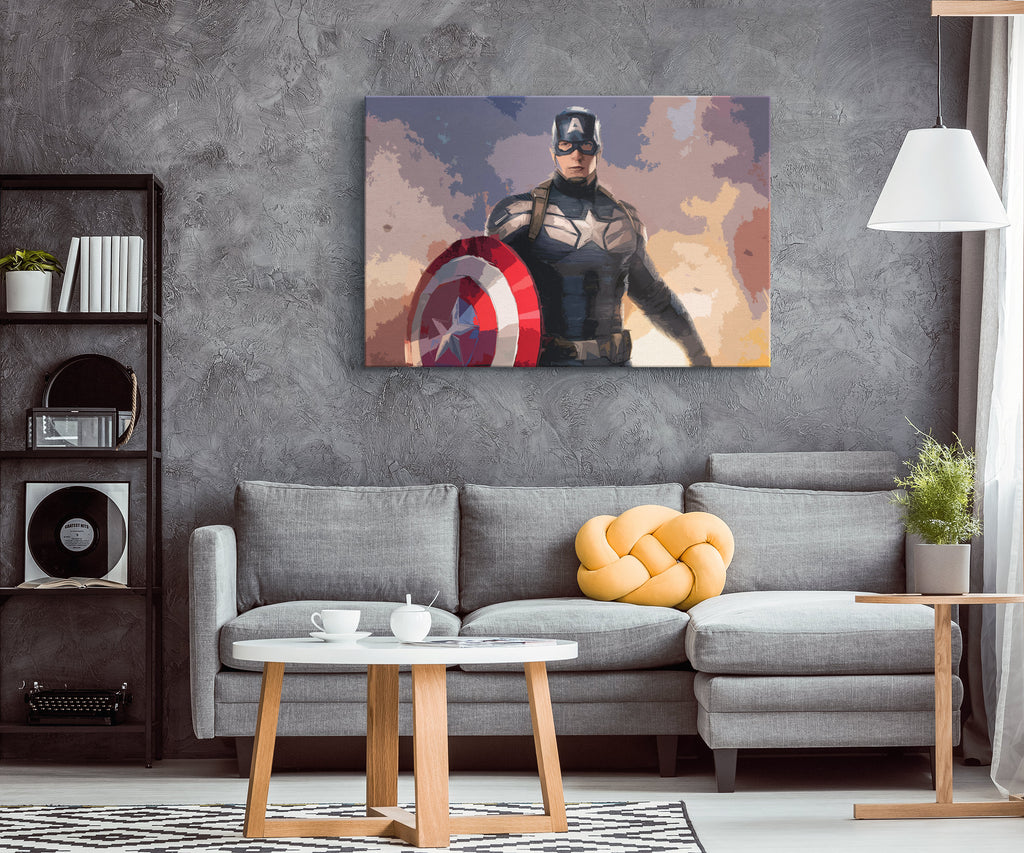 Captain America Pop Art Illustration - Marvel Superhero Home Decor in Poster Print or Canvas Art