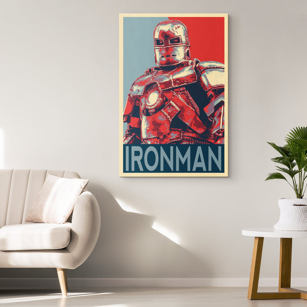 Iron Man Mark 1 Suit Pop Art Illustration - Marvel Superhero Home Decor in Poster Print or Canvas Art