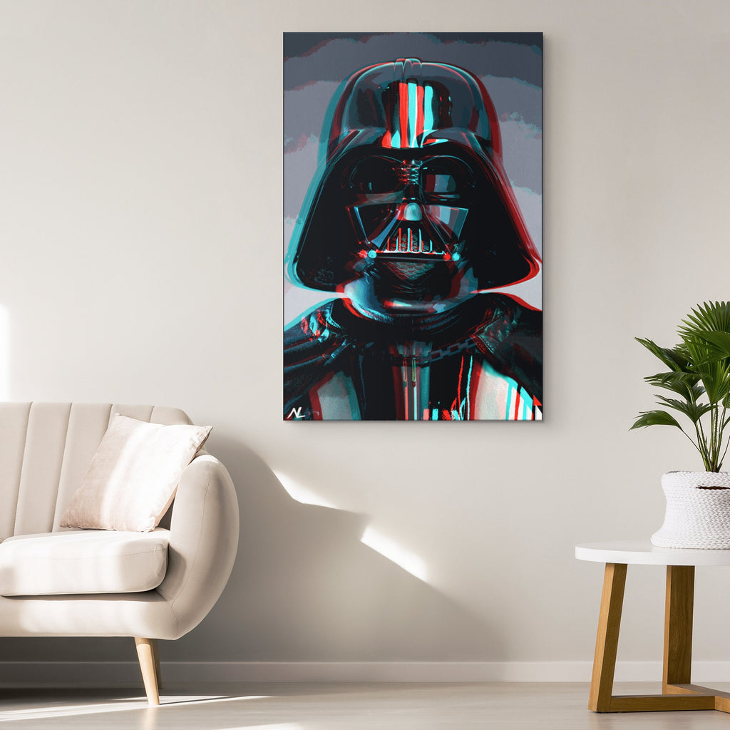 Retro 3D Darth Vader Pop Art Illustration - Star Wars Home Decor in Poster Print or Canvas Art