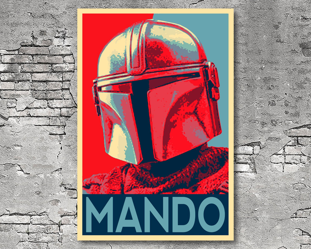 The Mandalorian Pop Art Illustration - Star Wars Home Decor in Poster Print or Canvas ArtThe Mandalorian