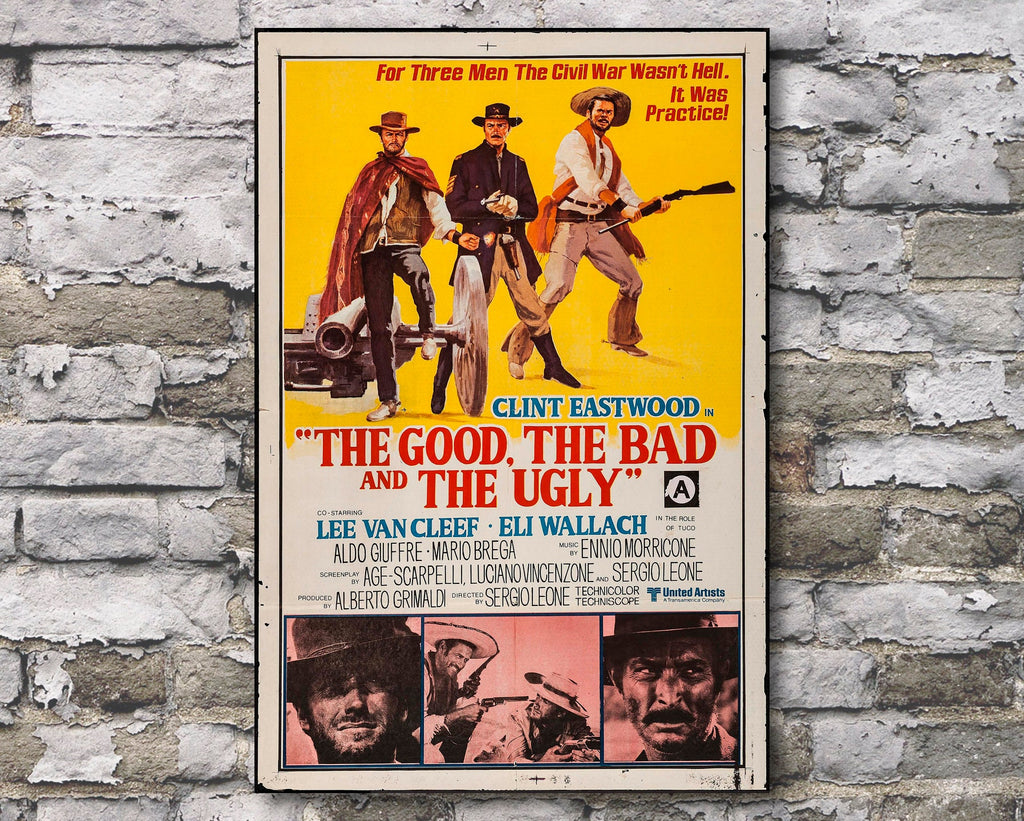 The Good the Bad and the Ugly 1966 Vintage Danish Poster Reprint - Cowboy Western Home Decor in Poster Print or Canvas Art