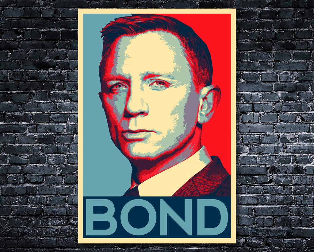 James Bond Daniel Craig Pop Art Illustration - 007 Home Decor in Poster Print or Canvas Art