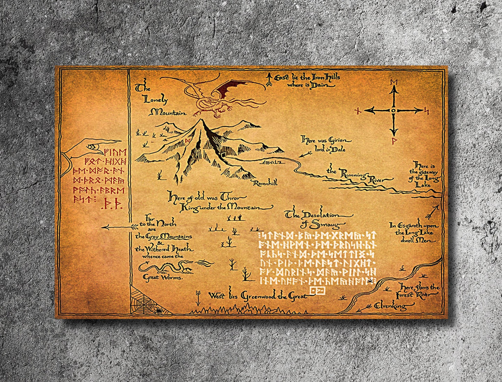 Thorin's Map from The Hobbit - Fantasy Home Decor in Poster Print or Canvas Art