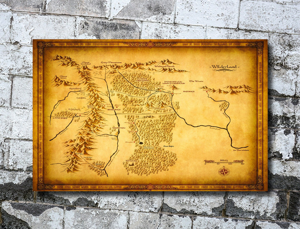 Wilderland Map from The Lord of The Rings - Fantasy Home Decor in Poster Print or Canvas Art