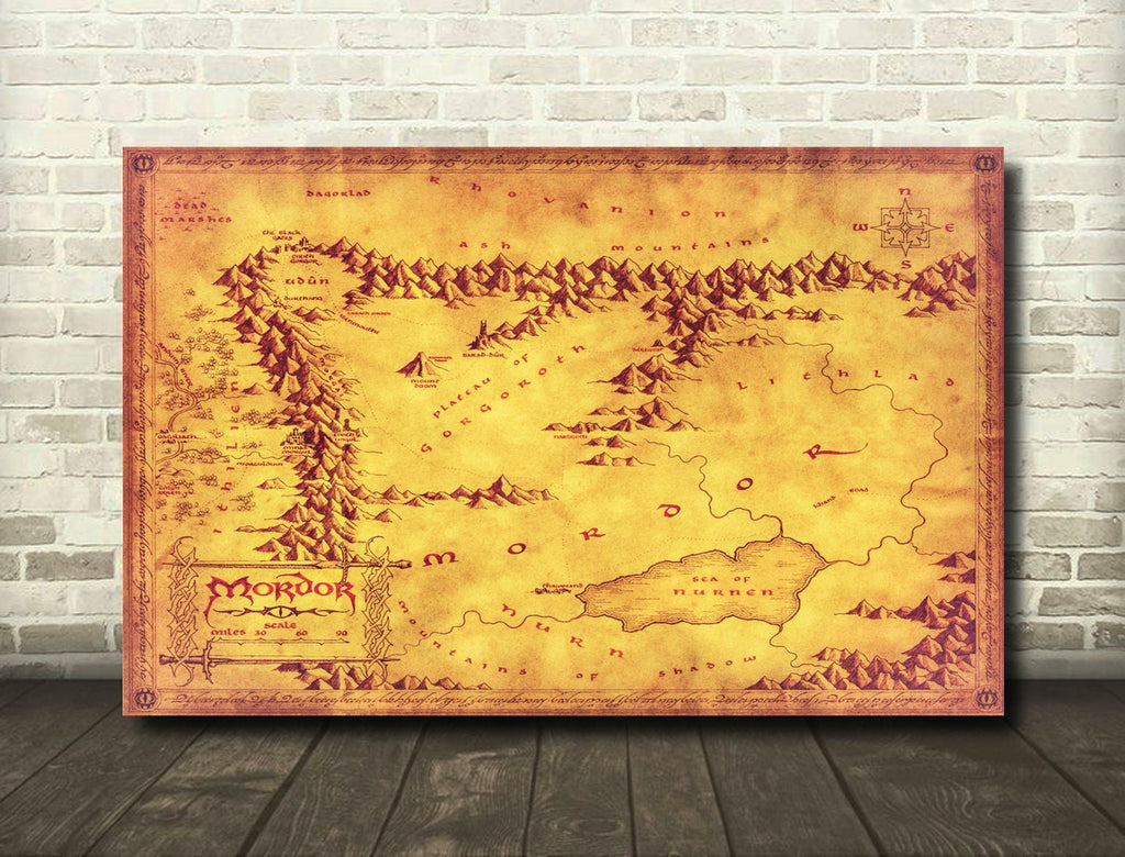 Mordor Map from The Lord of The Rings - Fantasy Home Decor in Poster Print or Canvas Art