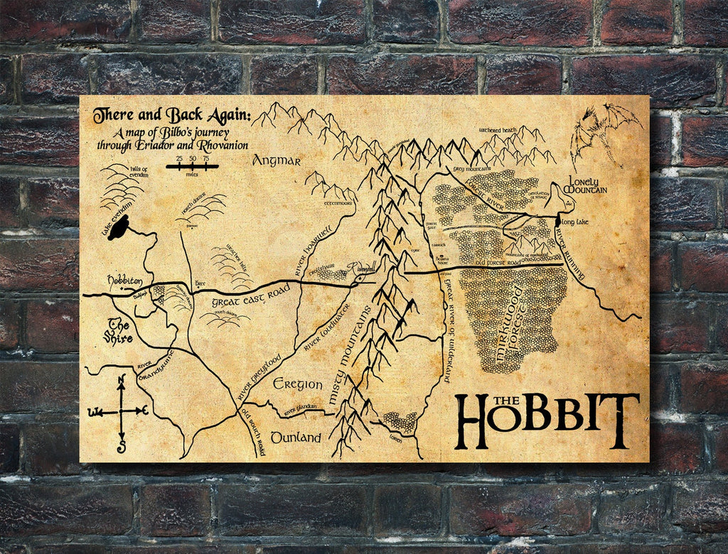 Bilbo's Map from The Hobbit - Fantasy Home Decor in Poster Print or Canvas Art