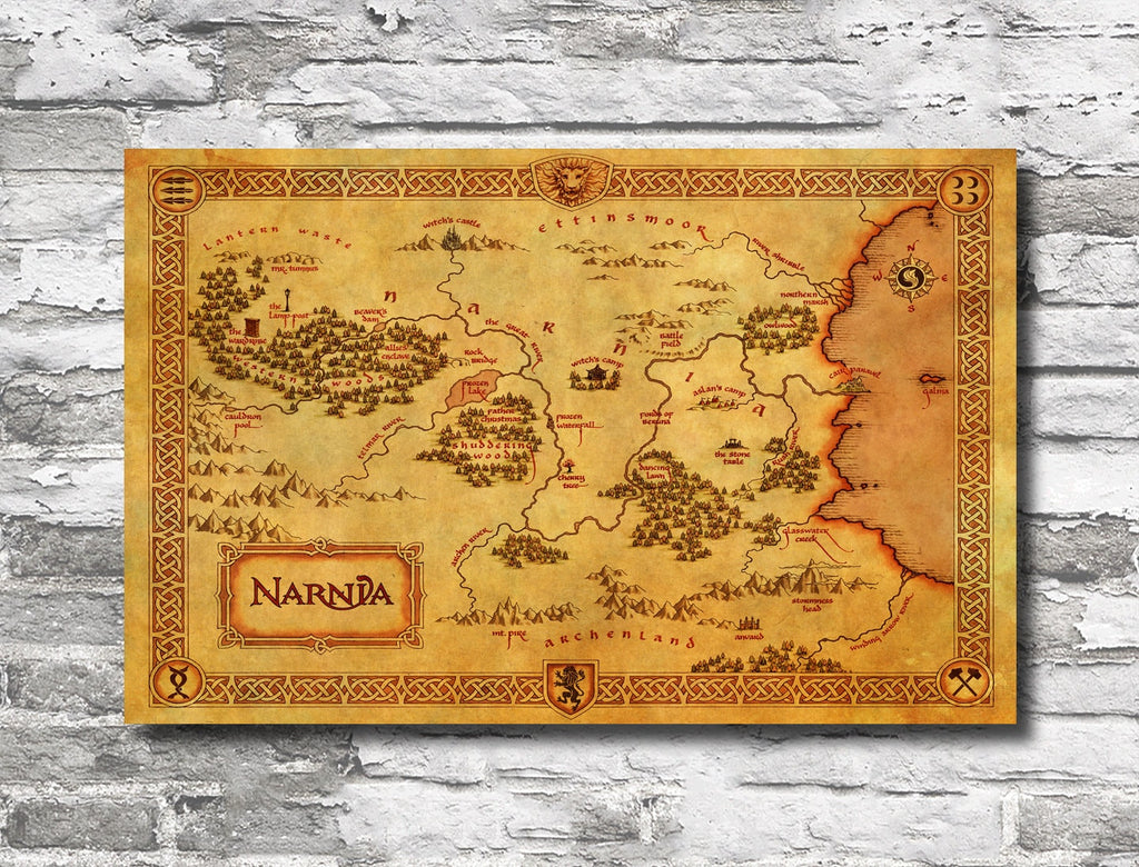 Narnia Map from The Lion, the Witch and the Wardrobe - Fantasy Home Decor in Poster Print or Canvas Art