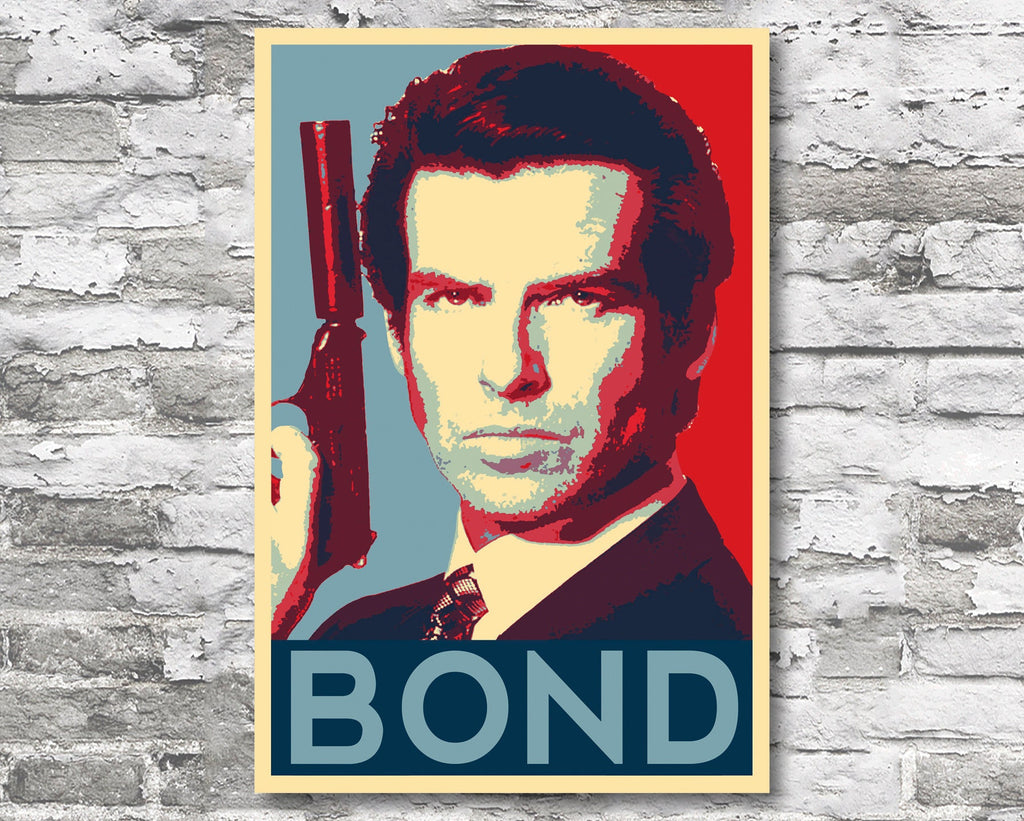 James Bond Pierce Brosnan Pop Art Illustration - 007 Home Decor in Poster Print or Canvas Art