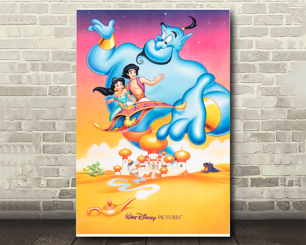 Aladdin 1992 Vintage Cartoon Poster Reprint - Disney Movie Home Decor in Poster Print or Canvas Art