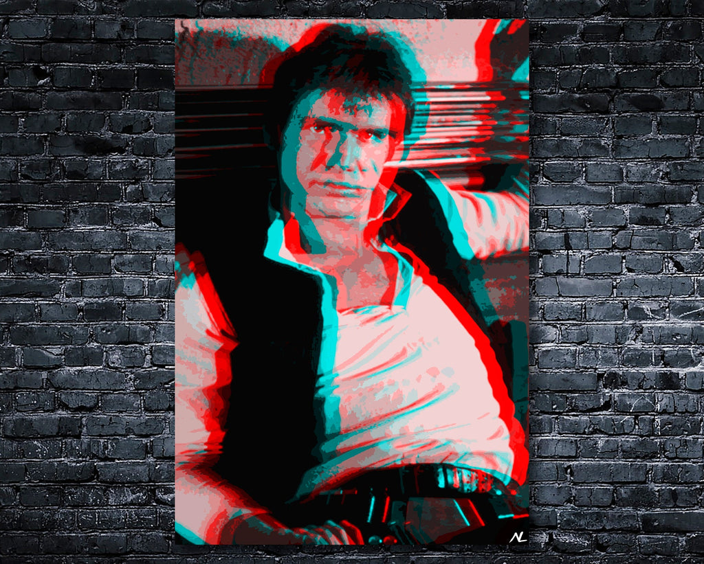 Retro 3D Han Solo Pop Art Illustration - Star Wars Home Decor in Poster Print or Canvas Art