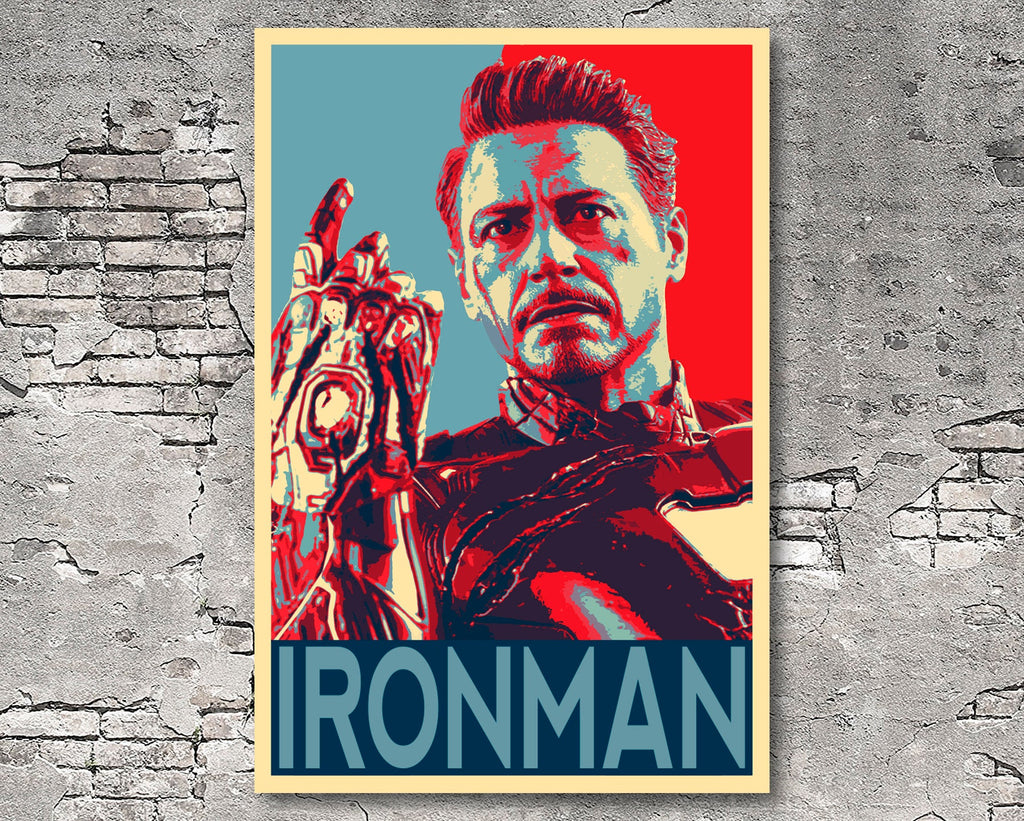 Iron Man Endgame Pop Art Illustration - Marvel Superhero Home Decor in Poster Print or Canvas Art