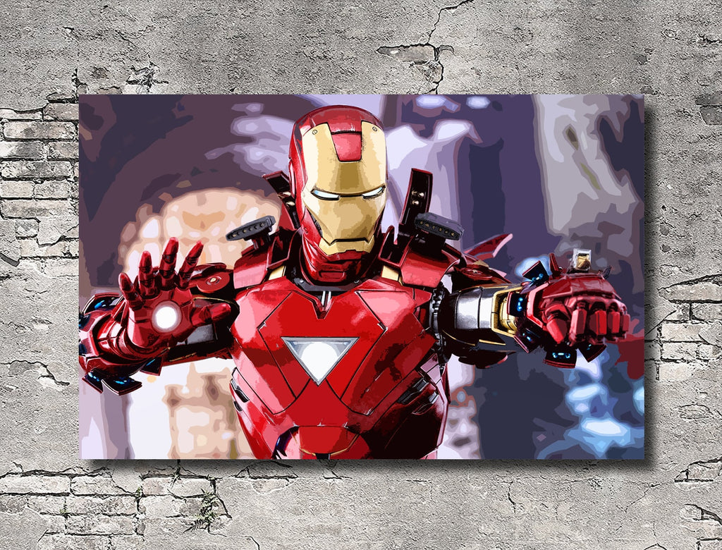 Iron Man Pop Art Illustration - Marvel Superhero Home Decor in Poster Print or Canvas Art