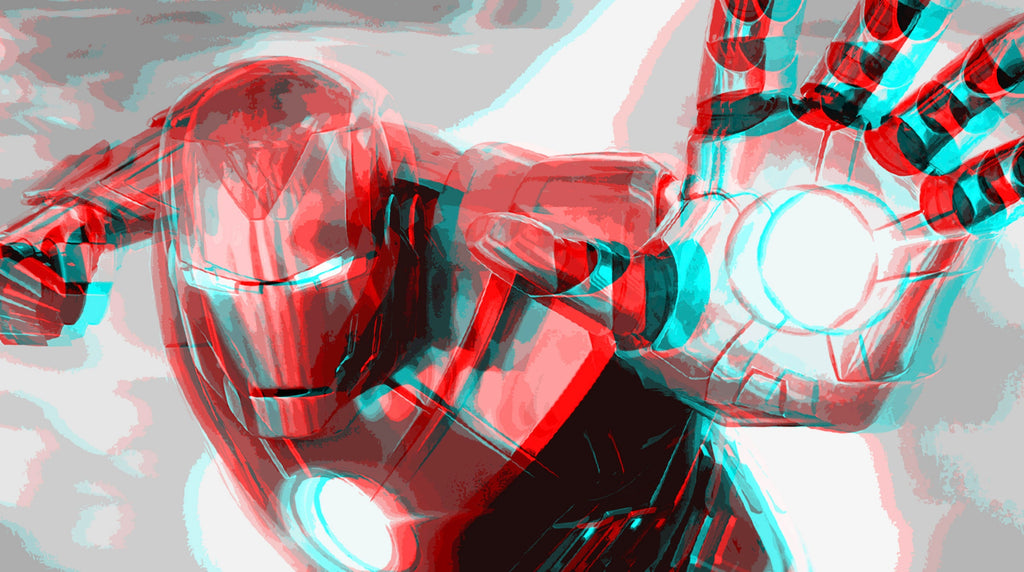 Retro 3D Iron Man Pop Art Illustration - Marvel Superhero Home Decor in Poster Print or Canvas Art