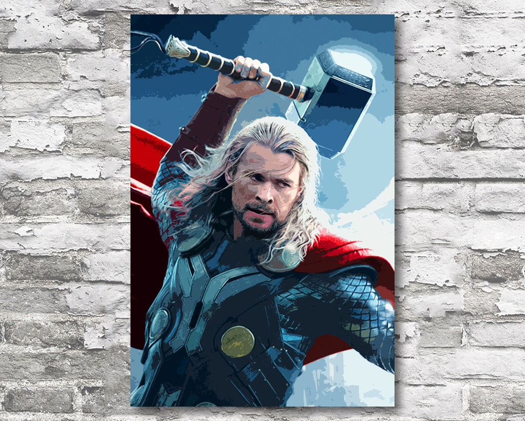 Thor Odinson Pop Art Illustration - Marvel Superhero Home Decor in Poster Print or Canvas Art