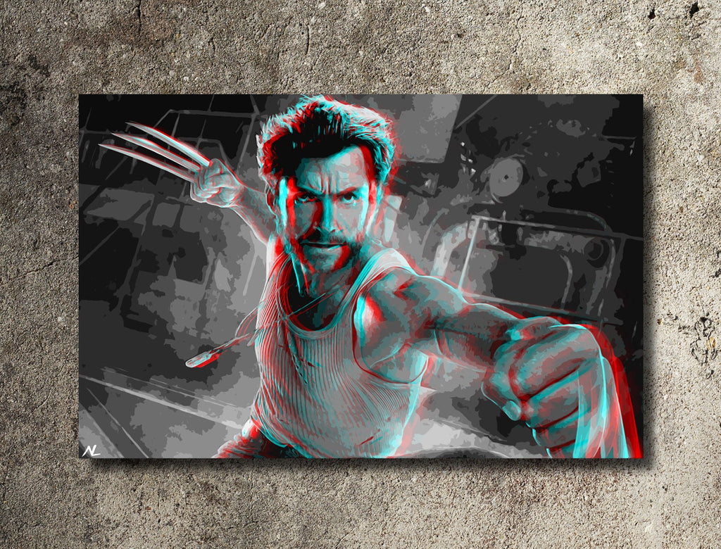 Retro 3D Wolverine X-Men Pop Art Illustration - Marvel Superhero Home Decor in Poster Print or Canvas Art