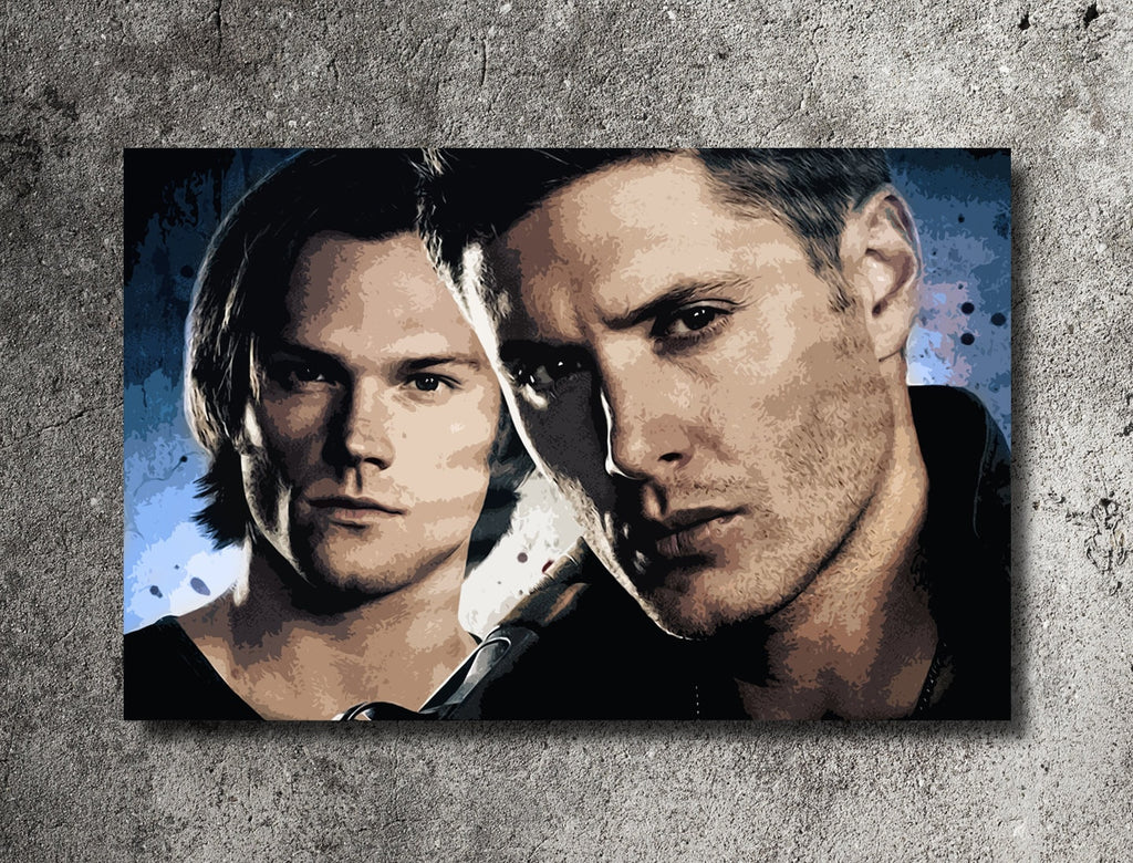 Sam and Dean Winchester Pop Art Illustration - Supernatural Television Home Decor in Poster Print or Canvas Art