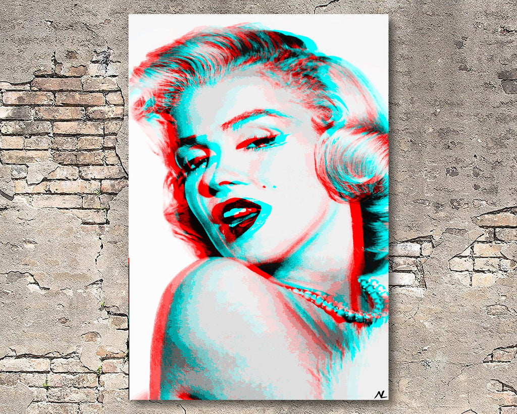 Retro 3D Marilyn Monroe Pop Art Illustration - Classic Hollywood Icon Home Decor in Poster Print or Canvas Art