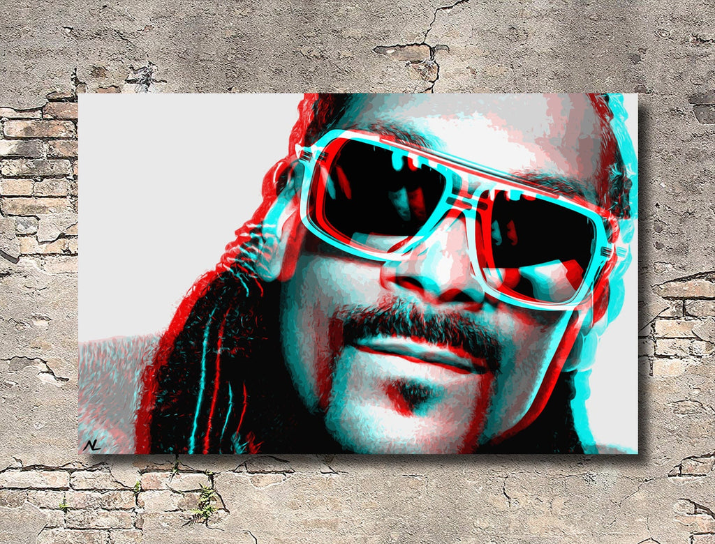 Retro 3D Snoop Dogg Pop Art Illustration - Rap Hip hop Music Icon Home Decor in Poster Print or Canvas Art